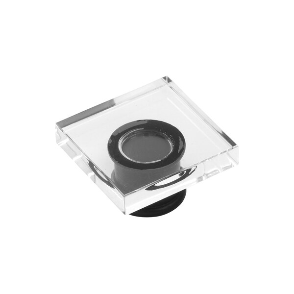 Hickory Hardware Crystal Palace Collection Knob 1-3/8 Inch Square Crysacrylic with Matte Black Finish - H079525-CAMB