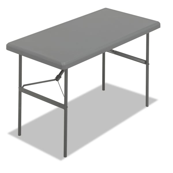 Iceberg Rectangle Folding Table, 48" W, 24" L, 29" H, Charcoal Top, Blow-Molded High-Density Polyethylene - 65207