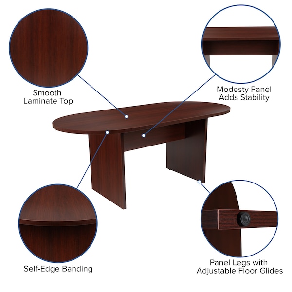 Flash Furniture Oval 35" W, 72" L, 29.5" H, Laminate Top, Red - BLN-6GCMHG595M-BK-GG