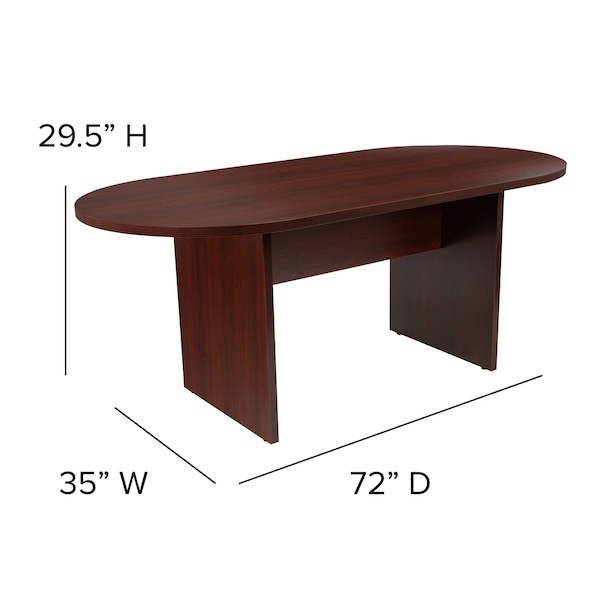 Flash Furniture Oval 35" W, 72" L, 29.5" H, Laminate Top, Red - BLN-6GCMHG595M-BK-GG