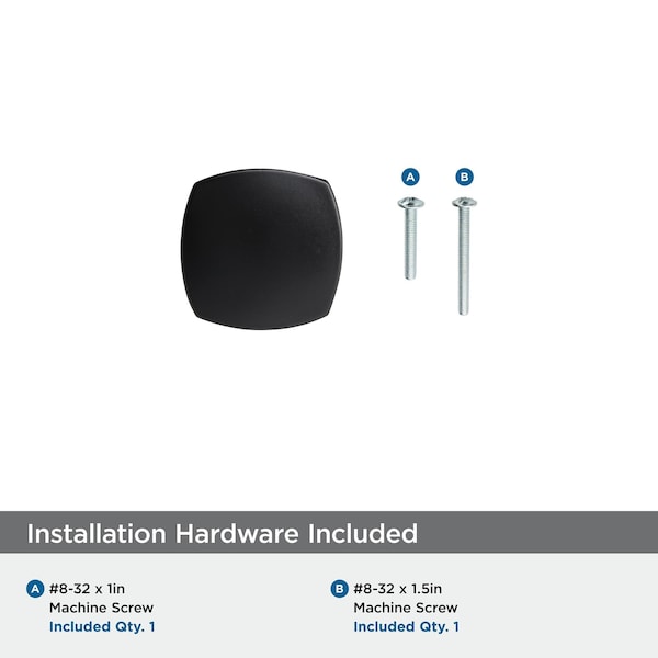 Amerock Stature 1-1/4 in 32 mm Length Flat Black Cabinet Knob, 10PK - 10BX11287FB