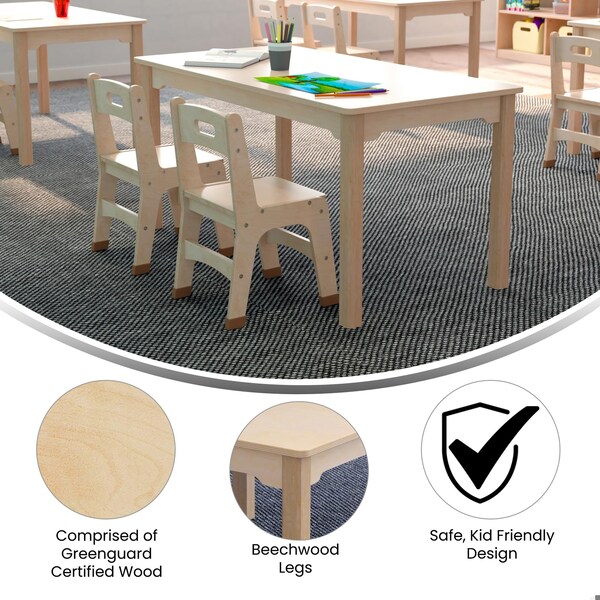 Flash Furniture 23.5 in W, 47.25 in L, 21.25 in H, Beechwood, Birch Plywood, Beech - MK-ME088012-GG