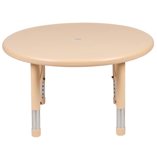 Flash Furniture Round 33 W, 33 L, 23.75 H, Plastic, Steel, Brown - YU-YCX-007-2-ROUND-TBL-NAT-GG