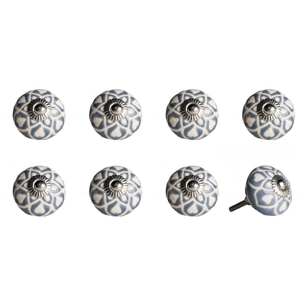 Decoracion KI1217 Knob It - Gray Cream & Silver, 8PK - DE3097409