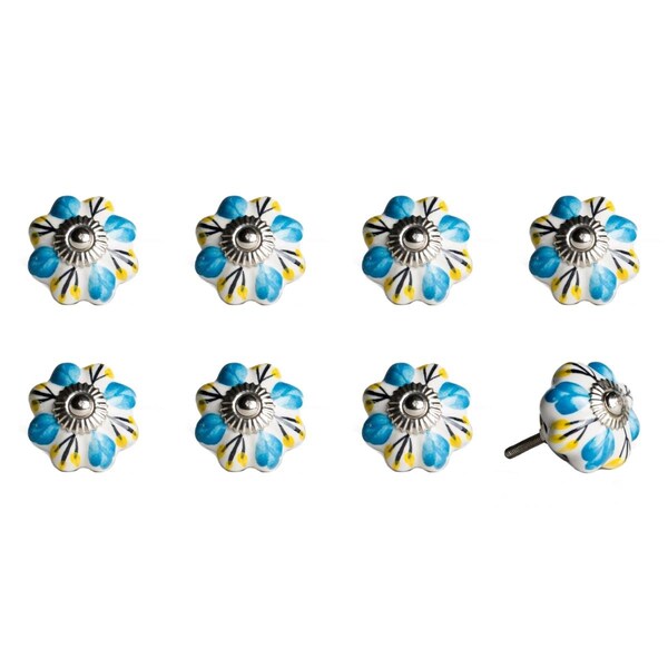 Homeroots 1.5 x 1.5 x 1.5 in. Ceramic, Metal Multicolor Knob, 8PK - 358109