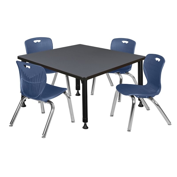 Regency Tables > Height Adjustable > Square Table & Chair Sets, 30 W, 30 L, 23-36 H, Grey - TB4242GYAPBK45NV