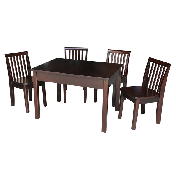 International Concepts Rectangle Table with 4 Mission Juvenile Chairs, 24 in W, 33.1 in L, 22.2 in H, Wood, Rich Mocha - K15-JT2532L-263-4