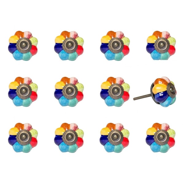 Homeroots K000030 Knob It - Green Blue Red & Yellow - Pack of 12, 12PK - 321679