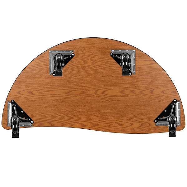 Flash Furniture Half Round 24 W, 47.5 L, 25 H, Chrome, Laminate, Particleboard, Steel, Grey - XU-A48-HCIRC-GY-T-P-CAS-GG