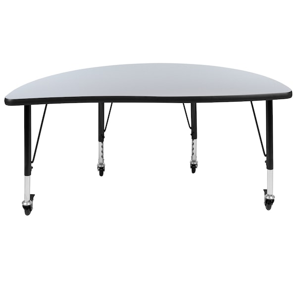 Flash Furniture Half Round 24 W, 47.5 L, 25 H, Chrome, Laminate, Particleboard, Steel, Grey - XU-A48-HCIRC-GY-T-P-CAS-GG