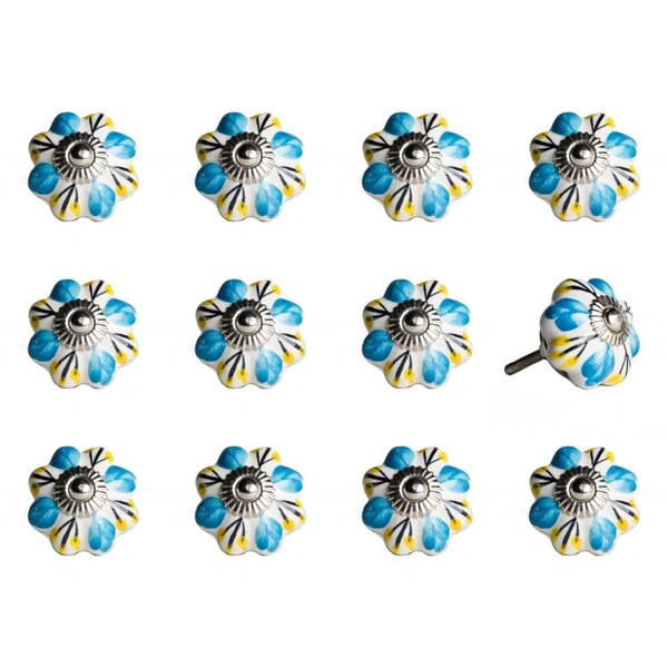 Homeroots 1.5 x 1.5 x 1.5 in. Ceramic, Metal Multicolor Knob, 12PK - 358123