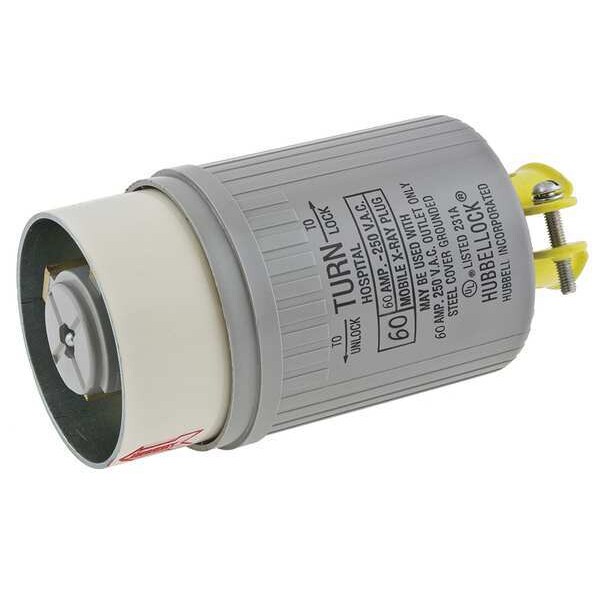 Conector de bloqueo para hospital de 60A de Hubbell, 2P 3W 250VCA GY - HBL25625