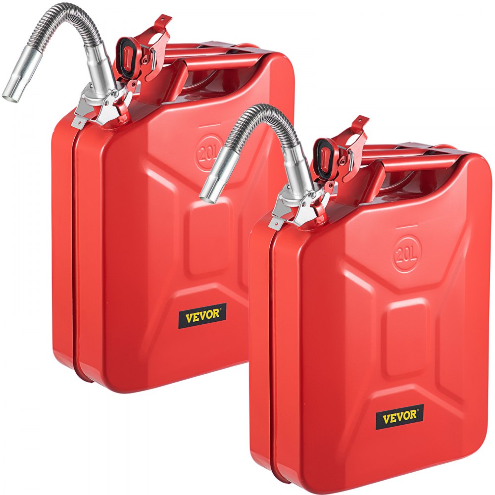 VEVOR Jerry Fuel Can, 5.3 Gallon / 20 L Portable Jerry Gas Can with Flexible Spout System, Rustproof ＆ Heat-resistant Steel Fuel Tank for Cars Trucks Equipment, 2PCS Red - JBYTLBDDWC3L5ZRTGV0