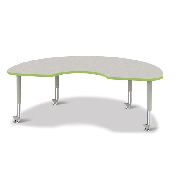Jonti-Craft Berries Kidney Activity Table, 48 in. x 72 in., Mobile, Freckled Gray/Key Lime/Gray - 6423JCM130