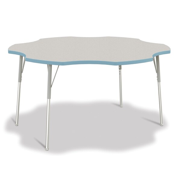 Jonti-Craft Berries Six Leaf Activity Table, 60 in., A-height, Freckled Gray/Coastal Blue/Gray - 6458JCA131