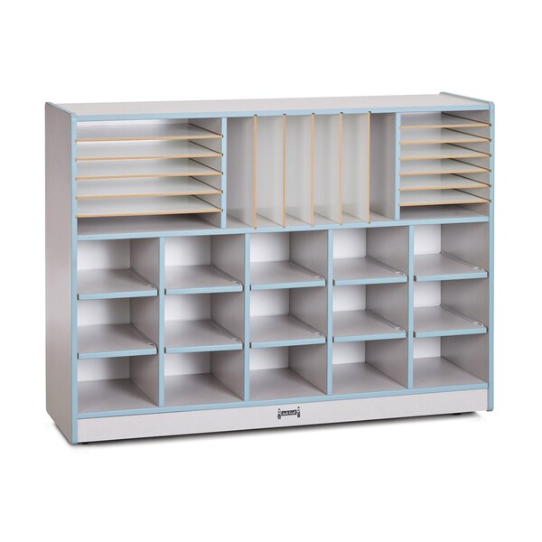 Jonti-Craft Rainbow Accents Sectional Cubbie-Tray Mobile Unit, without Trays, Coastal Blue - 0415JCWW131
