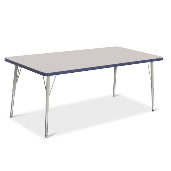 Jonti-Craft Berries Rectangle Activity Table, 30 in. x 60 in., A-height, Freckled Gray/Navy/Gray - 6408JCA112