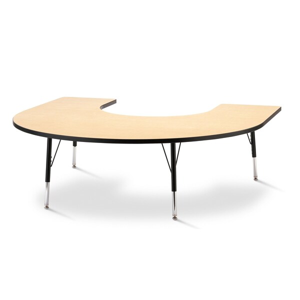 Jonti-Craft Berries Horseshoe Activity Table, 66 in. x 60 in., E-height, Maple/Black/Black - 6445JCE011