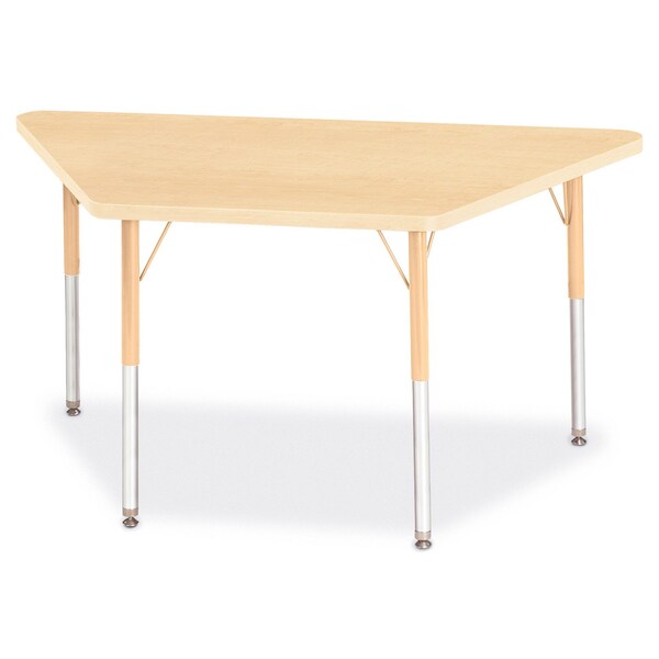 Jonti-Craft Berries Trapezoid Activity Tables, 24 in. x 48 in., A-height, Maple/Maple/Camel - 6438JCA251