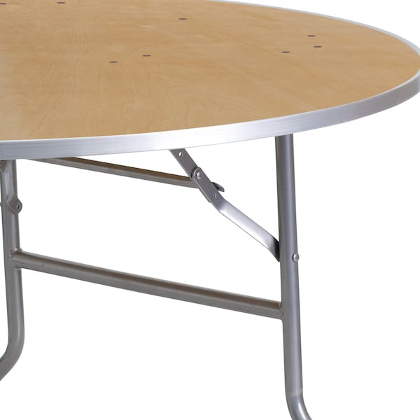 Flash Furniture Round Folding Table, 48" W, 48" L, 30" H, Wood Top, Wood Grain - XA-48-BIRCH-M-GG