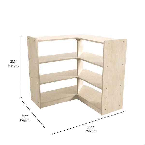 Flash Furniture Bright Beginnings Commercial 3 Tier Wooden Classroom Open Corner Storage Unit, Natural - MK-KE24053-GG