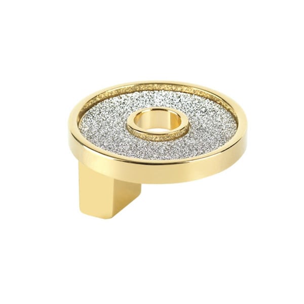 Gourmetgalley Small Round Knob with Hole Sparkling Swarovski, Gold - GO2057527