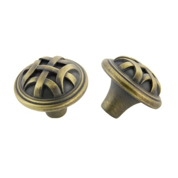 Crown 1-1/4" Braided Cabinet Knob Antique Satin Brass Finish - CHK82115ABSB