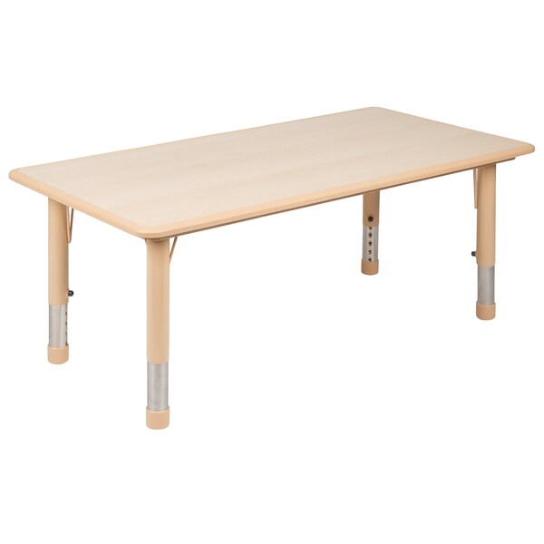 Flash Furniture Rectangle 23.625 W, 47.25 L, 23.5 H, Plastic, Steel, Brown - YU-YCY-060-0034-RECT-TBL-NAT-GG