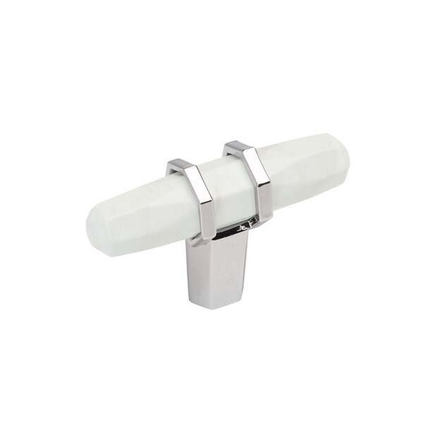 Amerock Carrione 2-1/2 inch 64mm Length Marble White/Polished Chrome Cabinet Knob - BP36647MW26