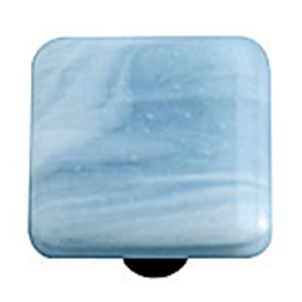 Towels Usa White Swirl Powder Blue Square Glass Cabinet Knob - Black Post - TO1538602