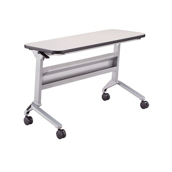 Safco Rectangle Flip-N-Go 18 x 48" Rectangular Training, 48 W, 18 L, 29 H, Laminate Top Top, Folkstone - LF1848TSLVFLK4