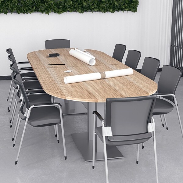 Skutchi Designs Racetrack Shaped 10 Person Conference Room Table, 46" W, 10 ft L, 29" H, Asian Night - HAR-RAC-46X119-DOU-ASIANNIGHT