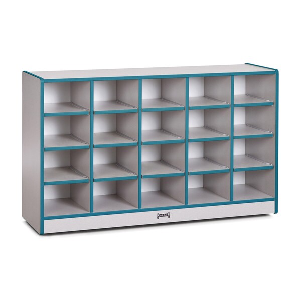 Jonti-Craft Rainbow Accents 20 Cubbie-Tray Mobile Storage, without Trays, Teal - 0420JCWW005