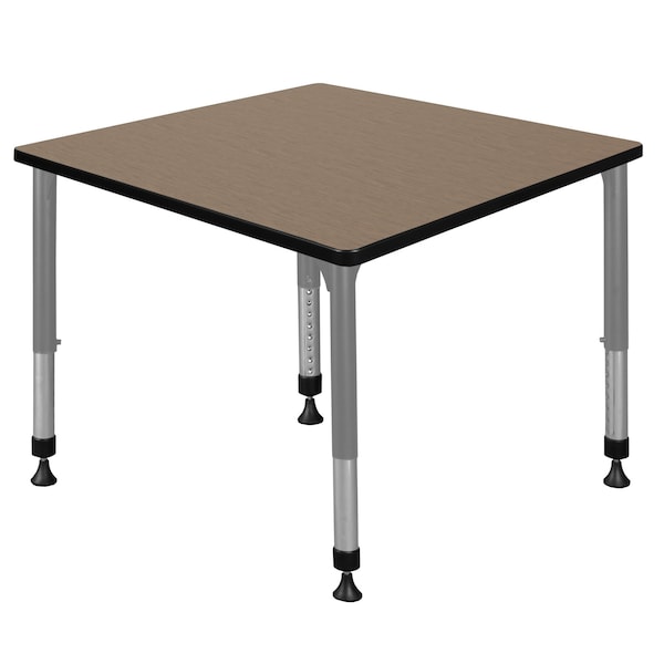 Regency Square Kee Height Adjustable Classroom Activity Table, 42 in W, 42 in L, Noble Oak - TB4242NOAPGY