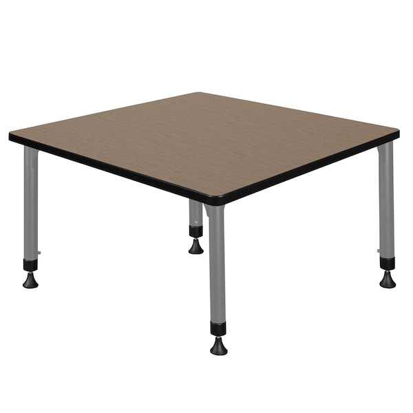 Regency Square Kee Height Adjustable Classroom Activity Table, 42 in W, 42 in L, Noble Oak - TB4242NOAPGY
