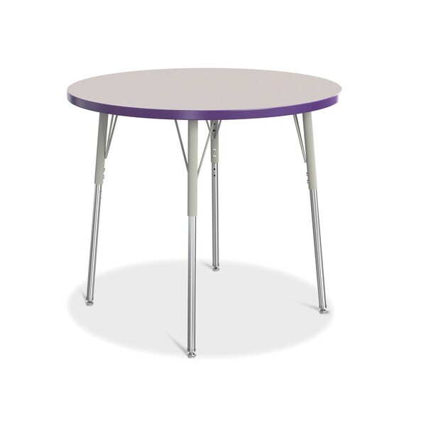 Jonti-Craft Berries Round Activity Table, 36 in. Diameter, A-height, Freckled Gray/Purple/Gray - 6488JCA004