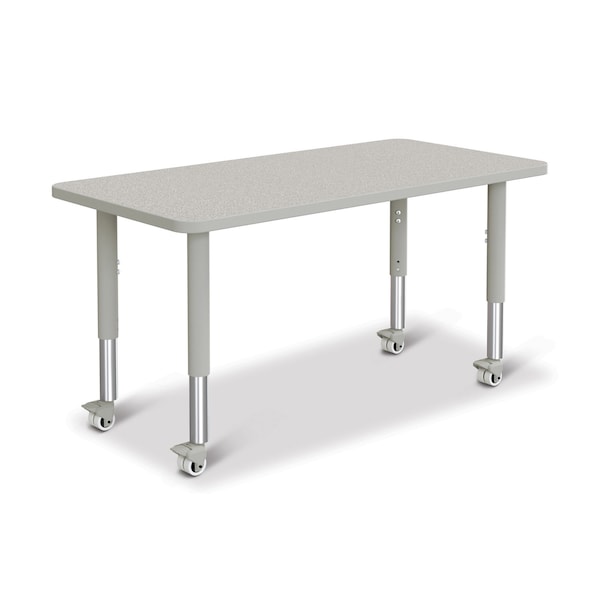 Jonti-Craft Berries Rectangle Activity Table, 24 in. x 48 in., Mobile, Freckled Gray/Gray/Gray - 6403JCM000