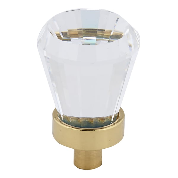 Richelieu 3/4 in (19 mm) Brass, Clear Traditional Swarovski Crystal , 24 Kt Gold Plated Cabinet Knob - BP27613011