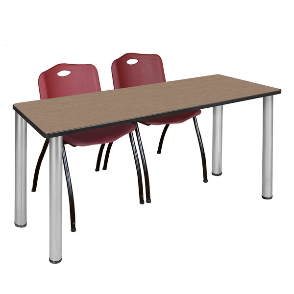Regency Kee Training Table W/ 2 M Stack Chairs, 60 in W, 24 in L, Noble Oak - MT6024NOBPCM47BY