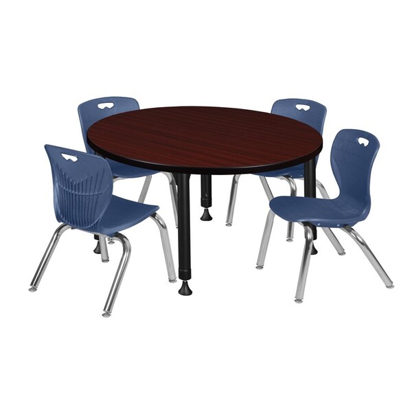 Regency Tables > Height Adjustable > Round Table & Chair Sets, 42 W, 42 L, 23-34 H, Mahogany - TB42RNDMHAPBK45NV