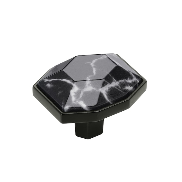 Amerock Carrione 1-5/8 inch 41mm Length Marble Black/Black Bronze Cabinet Knob - BP36638MBKBBR
