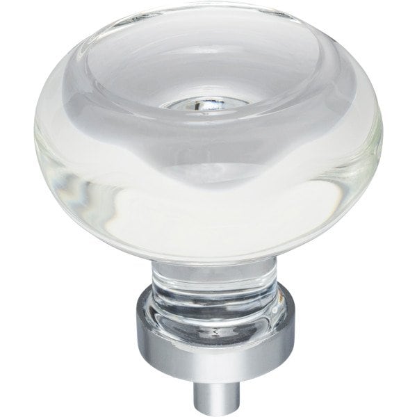 Jeffrey Alexander 1-3/4" Diameter Polished Chrome Button Glass Harlow Cabinet Knob - G120L-PC