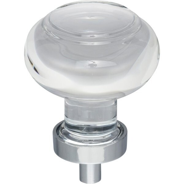 Jeffrey Alexander 1-7/16" Diameter Polished Chrome Button Glass Harlow Cabinet Knob - G120PC