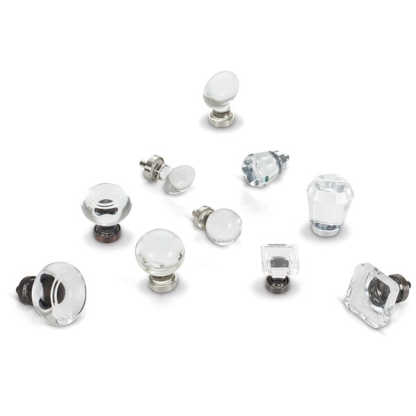 Jeffrey Alexander 1-7/16" Diameter Polished Chrome Button Glass Harlow Cabinet Knob - G120PC