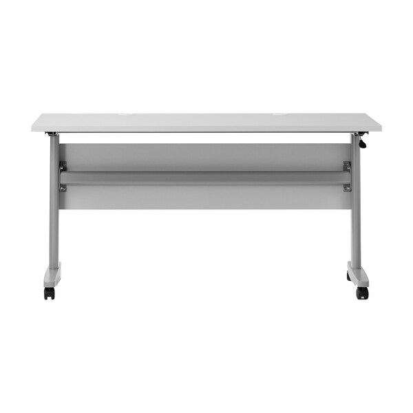 Flash Furniture Palmer 60in. x 24in. HD Nesting Table w/T-Legs, Modesty Panel, 1in. Thick Gray Tabletop, Gray Frame - MT-M6024-T-LEG-GRYGRY-GG