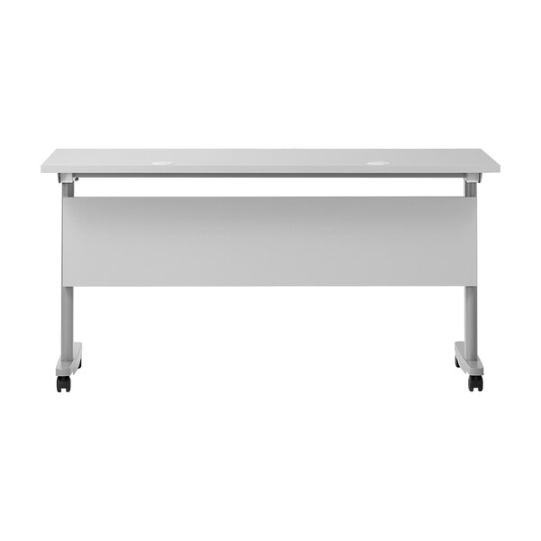 Flash Furniture Palmer 60in. x 24in. HD Nesting Table w/T-Legs, Modesty Panel, 1in. Thick Gray Tabletop, Gray Frame - MT-M6024-T-LEG-GRYGRY-GG