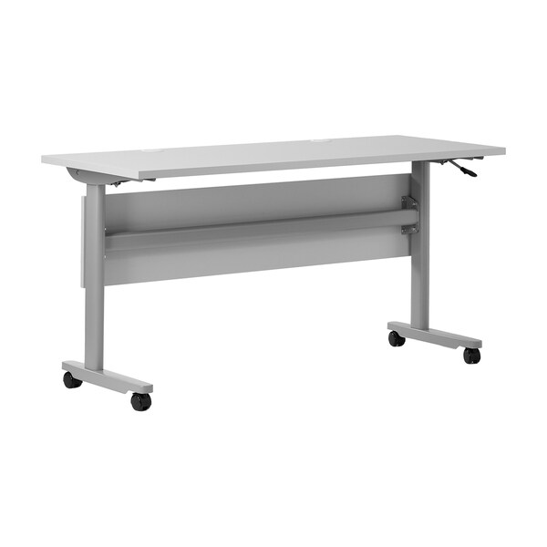 Flash Furniture Palmer 60in. x 24in. HD Nesting Table w/T-Legs, Modesty Panel, 1in. Thick Gray Tabletop, Gray Frame - MT-M6024-T-LEG-GRYGRY-GG