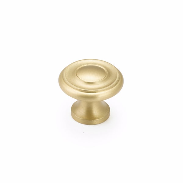 Schaub 1-1/4in Colonial Cabinet Knob Satin Brass Finish - 703-SB