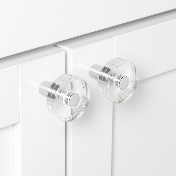 Gliderite Hardware 1-1/2 in. Clear Acrylic Knob Polished Chrome, 10PK - 5828-PC-10