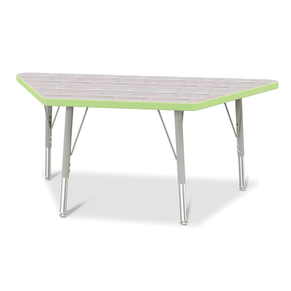 Jonti-Craft Berries Trapezoid Activity Table, 24 in. x 48 in., E-height, Driftwood Gray/Key Lime/Gray - 6438JCE451